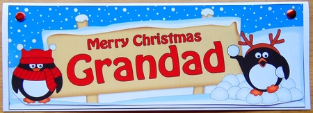 large DL Merry Christmas GRANDAD Penguins 3D decoupage by Joyce Watson
