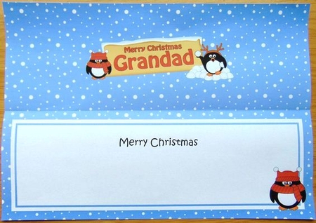 large DL Merry Christmas GRANDAD Penguins insert by Joyce Watson