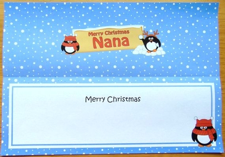 large DL Merry Christmas NANA Penguins insert by Joyce Watson