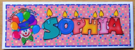Large DL Clown Birthday Card - Name SOPHIA by Joyce Watson