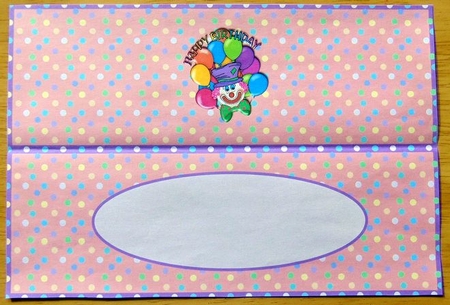 Insert for Clown DL Birthday Card for Girl by Joyce Watson