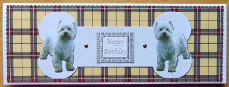 West Highland White Terrier Bone shaped card  by Joyce Watson