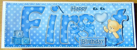 Large DL FIRST BIRTHDAY 3D decoupage by Joyce Watson