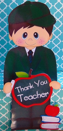 3D On the Shelf Card Kit - Cute Little Schoolboy Perci has an Apple for the Teacher by Joyce Watson