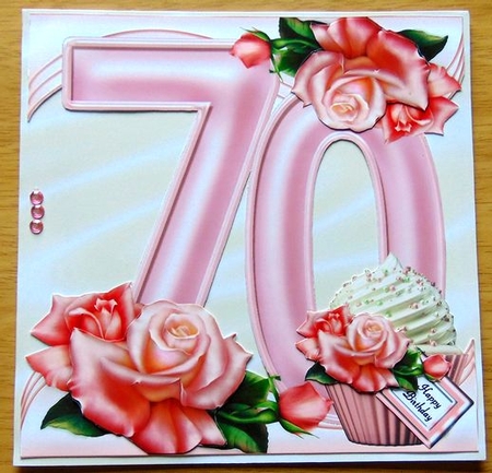Special Birthday Roses & Cupcakes - Age 70 by Joyce Watson