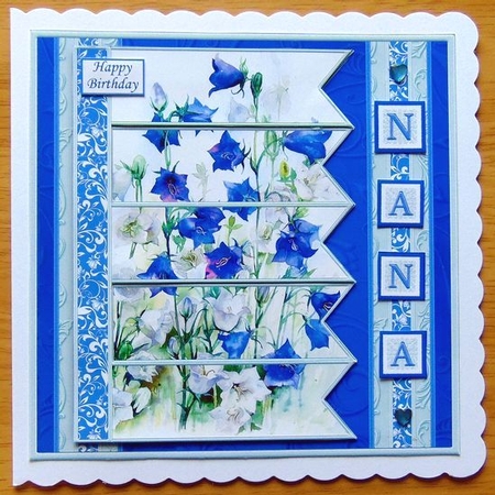 BLUE FLORAL BELLS 7.5 Alphabet and Age Quick Card Kit Create Any Name by Joyce Watson