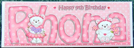 Large DL 9th Birthday RHONA 3D decoupage by Joyce Watson
