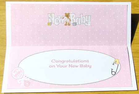 Teddy with Baby Rattle NEW BABY large dl insert by Joyce Watson