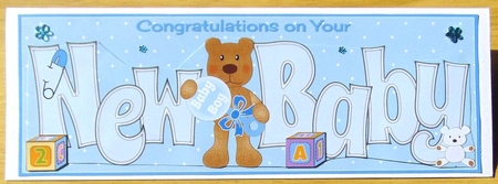 Teddy with Baby Rattle NEW BABY large dl 2 by Joyce Watson
