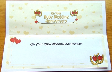Large DL Ruby Wedding Anniversary insert by Joyce Watson