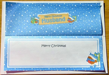large DL Merry Christmas HUSBAND Robins insert by Joyce Watson