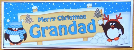 large DL Merry Christmas GRANDAD Penguins 3D decoupage by Joyce Watson