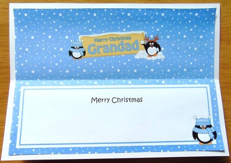 large DL Merry Christmas GRANDAD Penguins insert by Joyce Watson