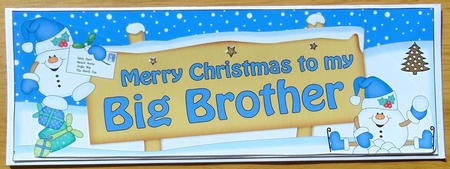large DL Merry Christmas TO MY BIG BROTHER Snowball Sam 3D decoupage by Joyce Watson