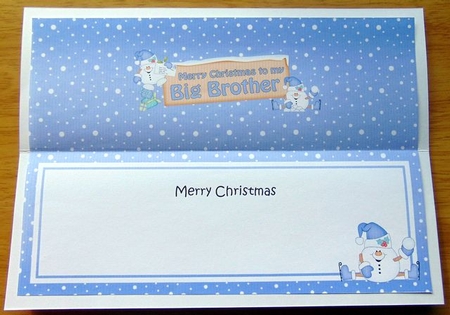 large DL Merry Christmas TO MY BIG BROTHER Snowball Sam insert by Joyce Watson