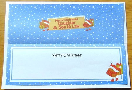 large DL Merry Christmas DAUGHTER & SON IN LAW with Robins insert by Joyce Watson