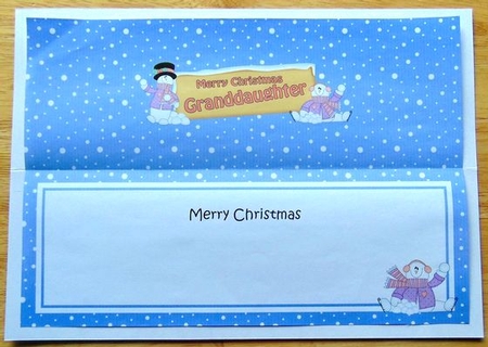 large DL Merry Christmas GRANDDAUGHTER with Snowman insert by Joyce Watson