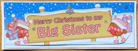 large DL Merry Christmas to my BIG SISTER with Robins 3D decoupage by Joyce Watson