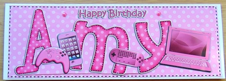 Large DL Birthday AMY 3D decoupage by Joyce Watson