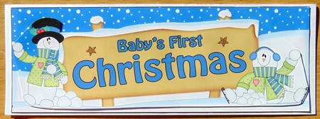 large DL BABYS FIRST CHRISTMAS with Snowman 3D decoupage by Joyce Watson