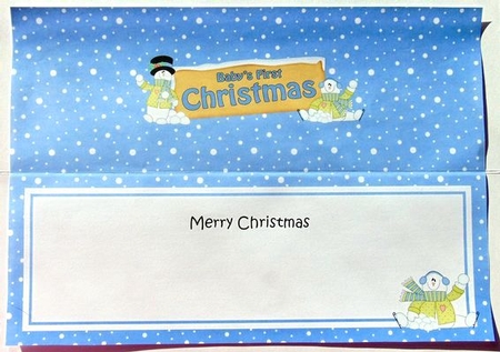 large DL BABYS FIRST CHRISTMAS with Snowman insert by Joyce Watson