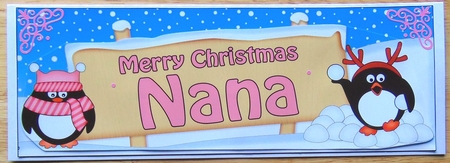 large DL Merry Christmas NANA with Penguins 3D decoupage by Joyce Watson