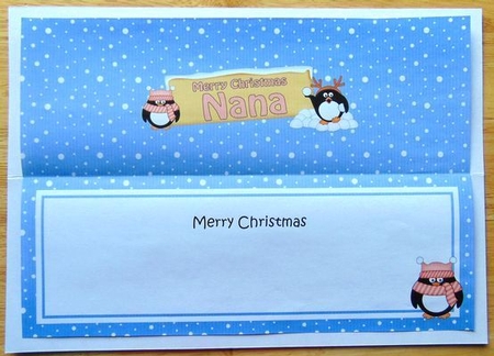large DL Merry Christmas NANA with Penguins insert by Joyce Watson