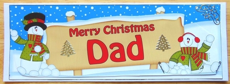 large DL Merry Christmas DAD with Snowman 3D decoupage by Joyce Watson