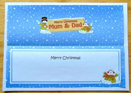 large DL Merry Christmas MUM & DAD with Snowman insert by Joyce Watson