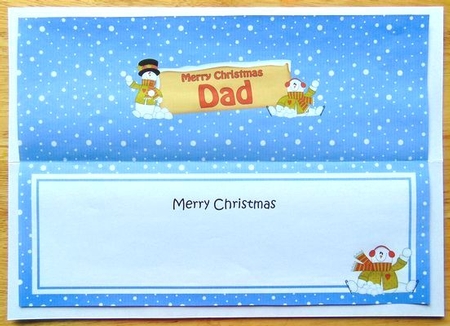 large DL Merry Christmas DAD with Snowman insert by Joyce Watson