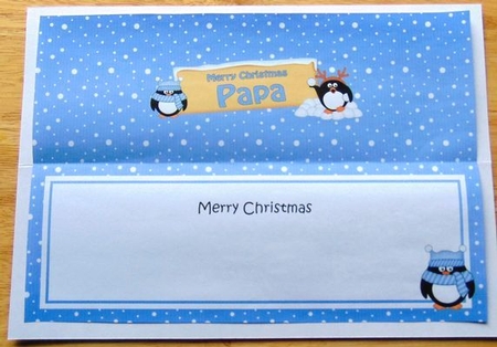 large DL Merry Christmas PAPA Penguins insert by Joyce Watson