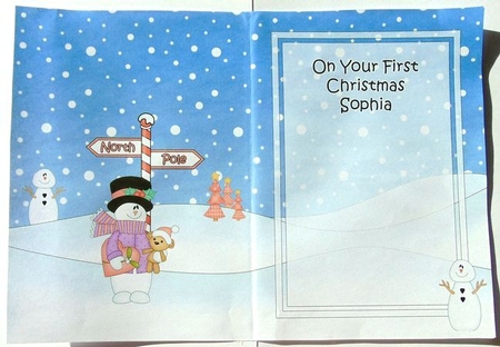 5 x 7 matching insert -  On Your 1st Chrismas SOPHIA with Snowman by Joyce Watson