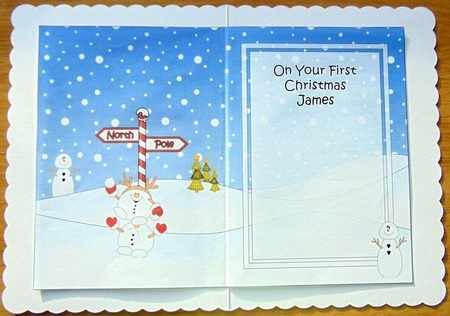 5 x 7 matching insert -  On Your 1st Chrismas JAMES with Snowball Sam by Joyce Watson