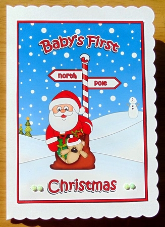 5 x 7 Quick Cut and Fold Card - Babys First Christmas with Santa by Joyce Watson