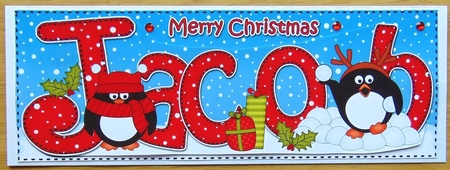 Large DL Merry Christmas JACOB 3D decoupage  by Joyce Watson