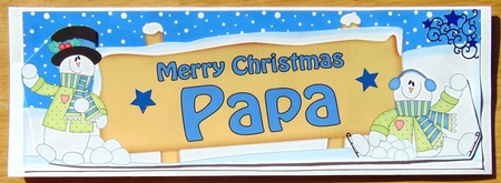 large DL Merry Christmas PAPA with Snowman 3D decoupage by Joyce Watson