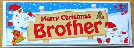 large DL Merry Christmas BROTHER with Snowball Sam 3D decoupage by Joyce Watson