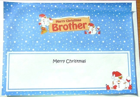 large DL Merry Christmas BROTHER Snowball Sam insert by Joyce Watson