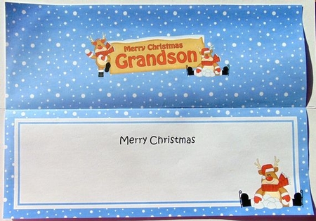 large DL Merry Christmas GRANDSON with Rudolph insert by Joyce Watson