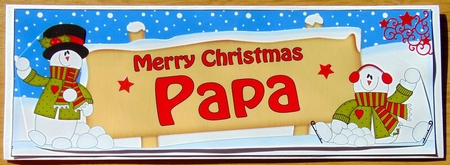 large DL Merry Christmas PAPA with Snowman 3D decoupage by Joyce Watson