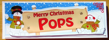 large DL Merry Christmas POPS with Snowman 3D decoupage by Joyce Watson