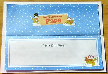  large DL Merry Christmas PAPA with Snowman insert by Joyce Watson