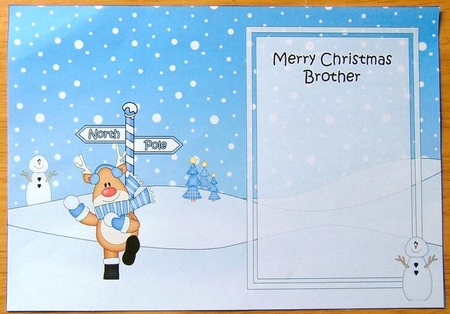 5 x 7 matching insert -  Merry Christmas BROTHER with Rudolph by Joyce Watson
