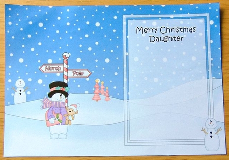 5 x 7 matching insert -  Merry Christmas DAUGHTER with Snowman Rio by Joyce Watson