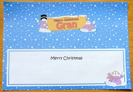 large DL Merry Christmas GRAN with Snowman insert by Joyce Watson