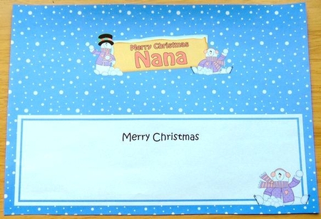 large DL Merry Christmas NANA with Snowman insert by Joyce Watson