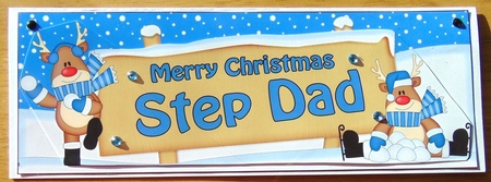large DL Merry Christmas STEP DAD with Rudolph 3D decoupage by Joyce Watson