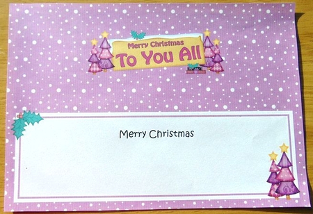large DL Merry Christmas TO YOU ALL with Xmas Trees insert by Joyce Watson