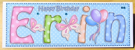 Large DL Happy Birthday ERIN 3D decoupage by Joyce Watson