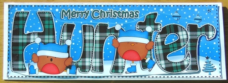 Large DL Merry Christmas HUNTER 3D decoupage  by Joyce Watson